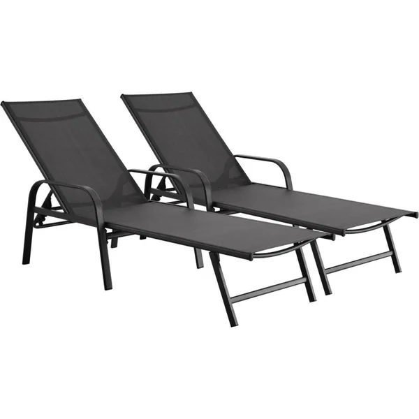 2er-Set Sonnenliegen aus Metall "Farniente- Grau