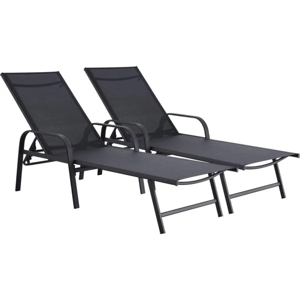2er-Set Sonnenliegen aus Metall "Farniente - Schwarz