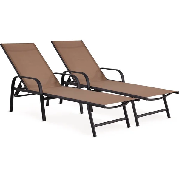 2er-Set Sonnenliegen aus Metall "Farniente - Taupe