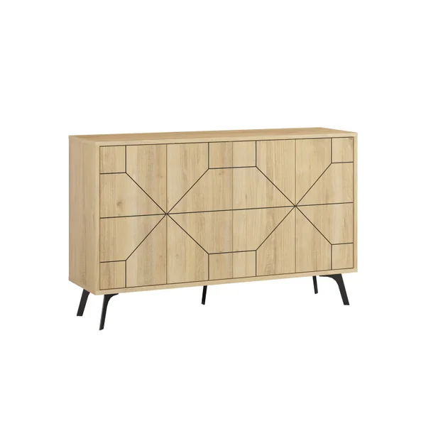 Aparador de madeira "Dune" - 123 x 35 x 62 cm - Bege