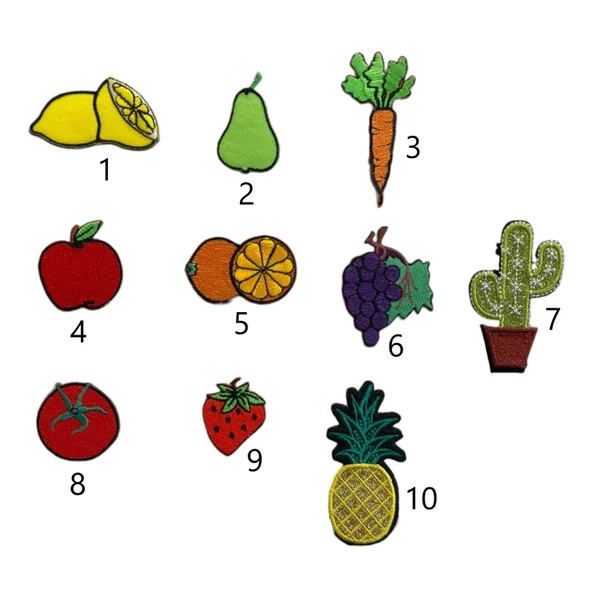 Aplique Bordado Frutas y Cactus