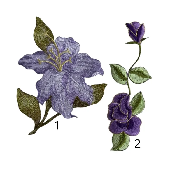 Aplique Floral Morado Bordado Termoadhesivo