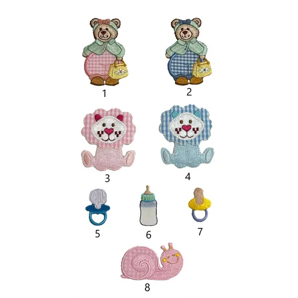 Aplique Termoadhesivo Infantil Bordado - Modelos de Bebé y Animales