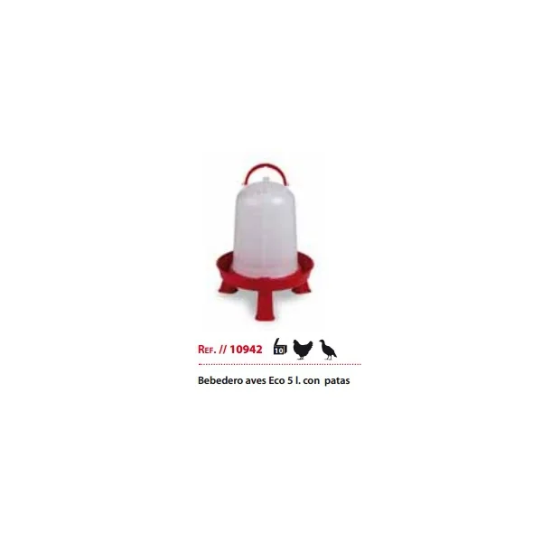 BEBEDERO POLLITO ECO 5 LTS,CON PATAS.ROJO