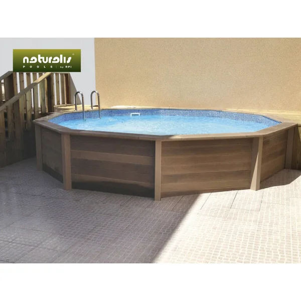 Betonpool in Holzoptik im Bausatz Zehnkant - 4.95 x 1.28 m - Imagen 3