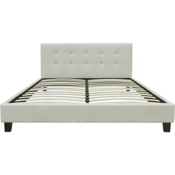 Bett aus Bouclé-Stoff "Julia" 140 x 190 cm - Creme