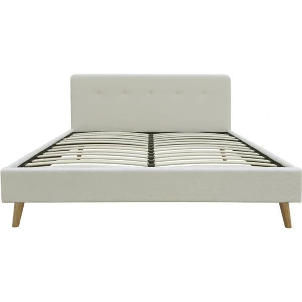 Bett aus Bouclé-Stoff "Nemo" 140 x 190 cm - Creme