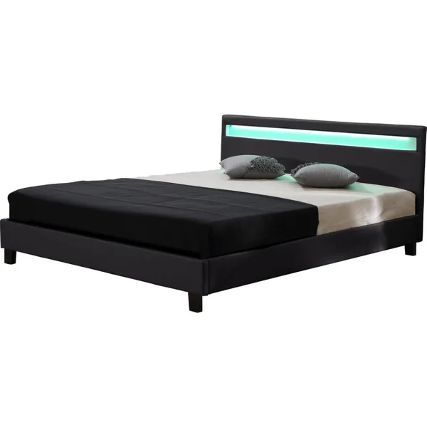 Bett mit LED "Maria" - 140 x 190 cm - Schwarz