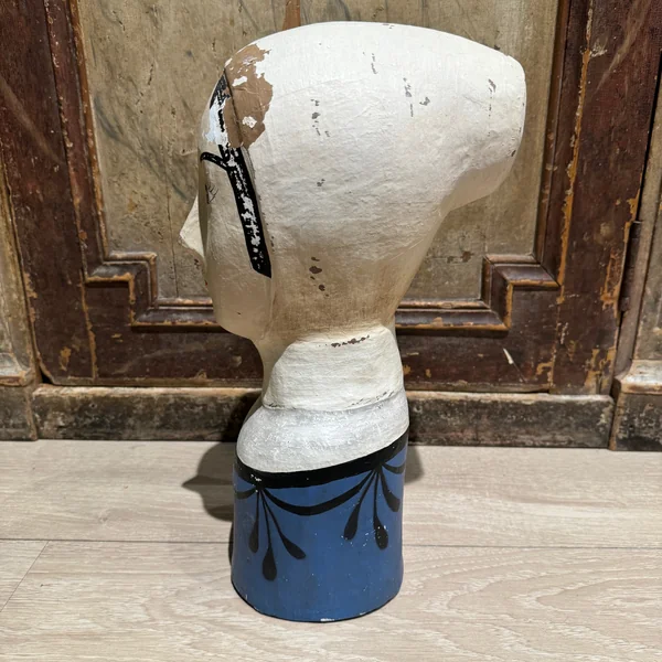 Cabeza de sombrerería antigua en papel mache - Imagen 3