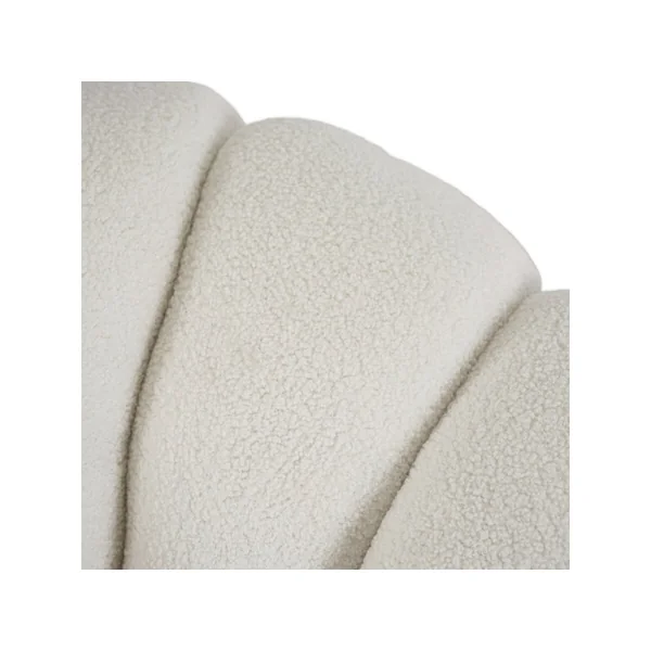 Cadeirão estilo bolha "Élysée" com pufe em tecido bouclette - Creme - Imagen 5