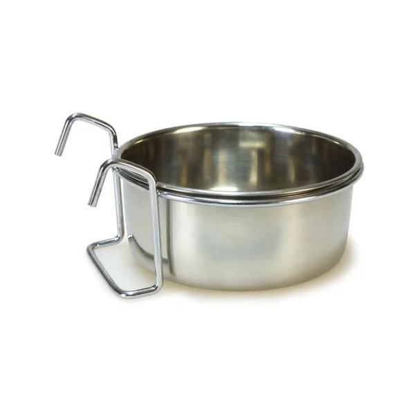 COMEDERO LORO INOX. 8cm.Con Gancho