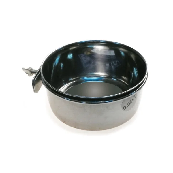 COMEDERO LORO INOX. 8cm.CON TORNILLO