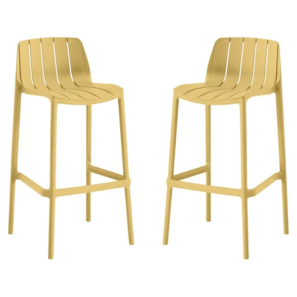 Conjunto de 2 cadeiras altas de jardim empilháveis "Vaena" - Amarelo