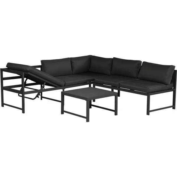Conjunto de mobiliário de jardim em metal "Etna" - 6 lugares - Cinzento