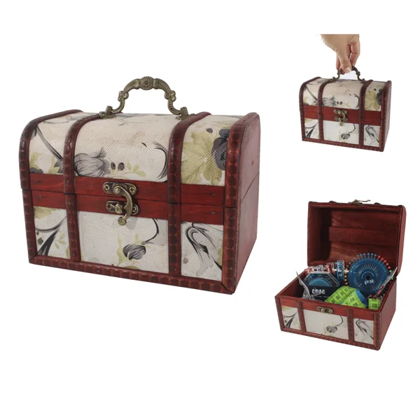 Costurero de madera estampado floral