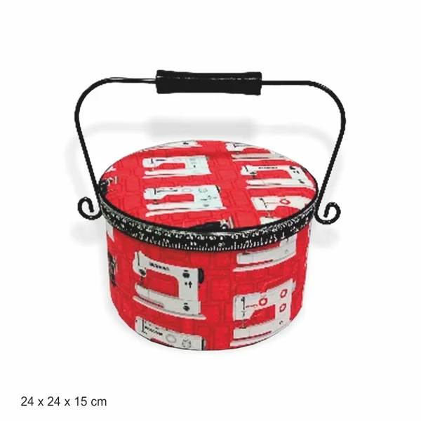 Costurero decorativo con estampado rojo