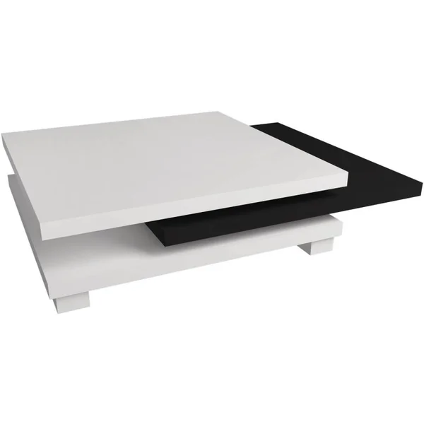 Couchtisch "Elena" - 80 x 80 x 32 cm - Weiß / Schwarz