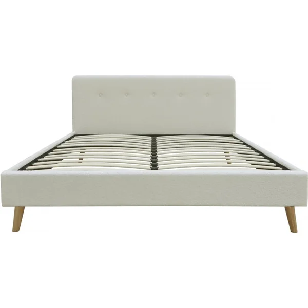 Doppelbett aus Bouclé-Stoff "Nemo" 160 x 200 cm - Creme