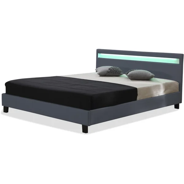 Doppelbett mit LED "Maria" - 140 x 190 cm - Grau