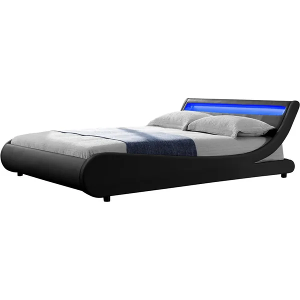 Doppelbett mit LED "Natacha" - 160 x 200 cm - Schwarz