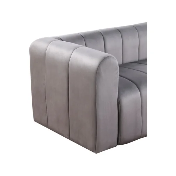 Ecksofa aus Samt "Victor Hugo" - 3-Sitzer - Grau - Imagen 3