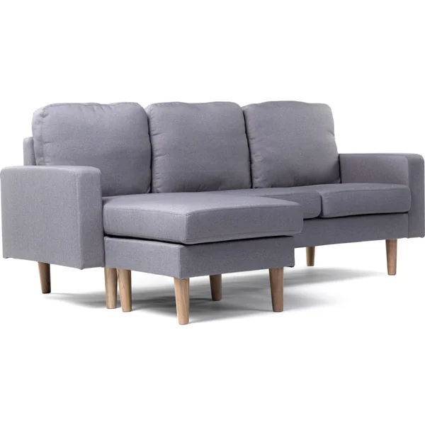 Ecksofa reversibel aus Stoff "Gabby" - 3-Sitzer - Hellgrau