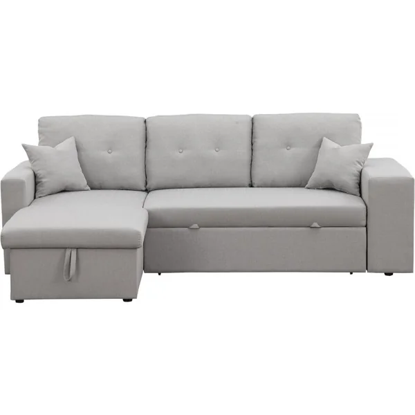 Ecksofa reversibel mit Schlaffunktion "Axel" - 3-Sitzer - Hellgrau