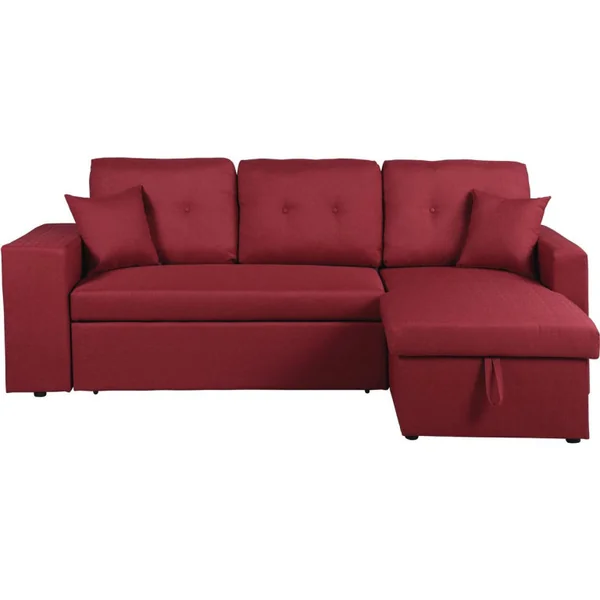 Ecksofa reversibel mit Schlaffunktion "Axel" - 3-Sitzer - Rot - Imagen 3