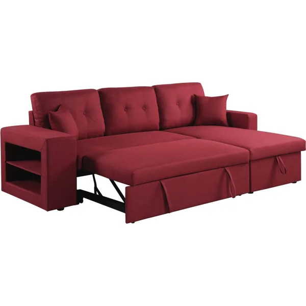 Ecksofa reversibel mit Schlaffunktion "Axel" - 3-Sitzer - Rot - Imagen 4
