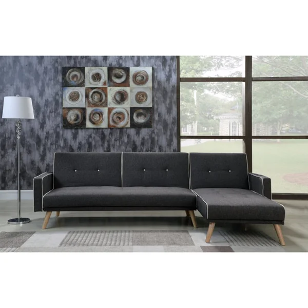 Ecksofa reversibel mit Schlaffunktion "Jules" - 3-Sitzer - Grau - Imagen 2