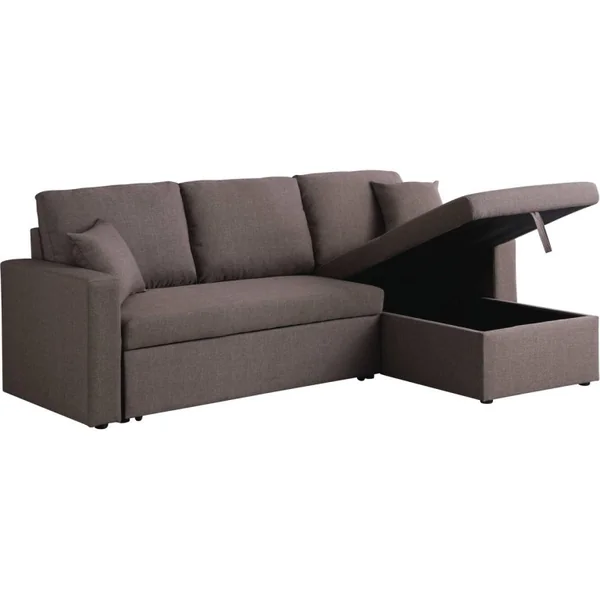 Ecksofa reversibel mit Schlaffunktion und Stauraum „Alain“ - 3-Sitzer - Taupe