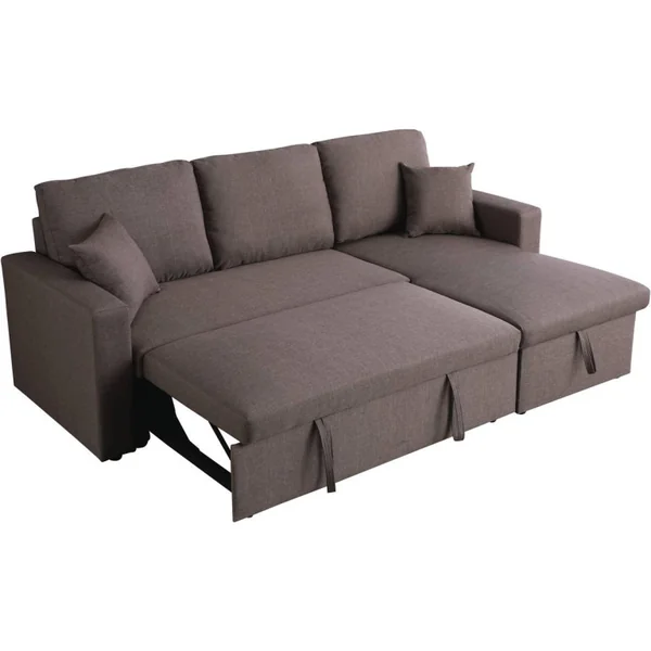 Ecksofa reversibel mit Schlaffunktion und Stauraum „Alain“ - 3-Sitzer - Taupe - Imagen 4