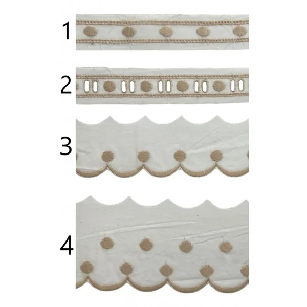 Encaje de batista blanco-camel PC34-6