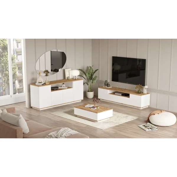 FR18" conjunto de móveis para sala de estar em madeira - 180 x 44 x 44 cm - Branco - Imagen 4