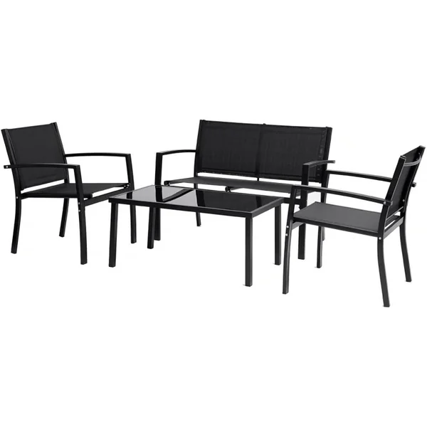 Gartenlounge "Lino" - 4 Personen - Schwarz