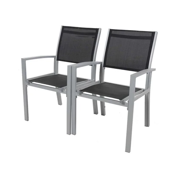 Gartenstuhl "Tropic" Alu/Textilene - Phoenix - Schwarz - 2er-Set