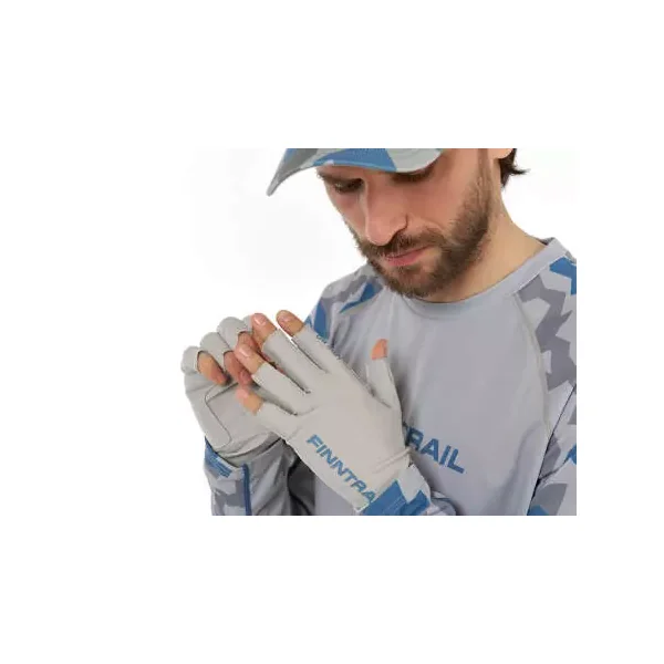 Guantes de pesca con protección UV finntrail WAVE grey - Imagen 3