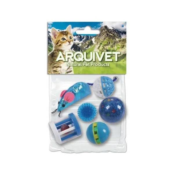 KIT 6 JUGUETES AZULES PARA GATOS