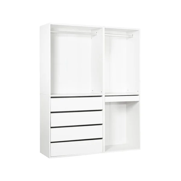Kit dressing modulable avec penderie, tiroirs et rangements "Opéra" - 2 éléments - Blanc