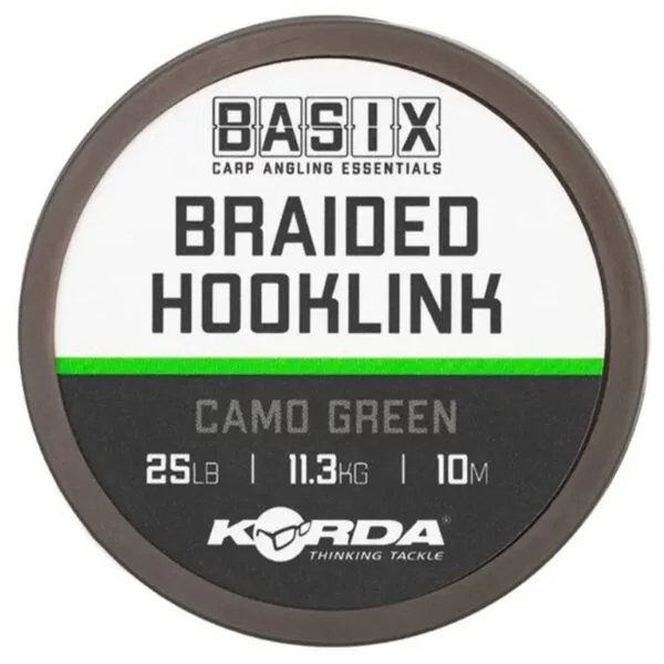 Korda Basix Braided Hooklink Camo Green 25lb 10m