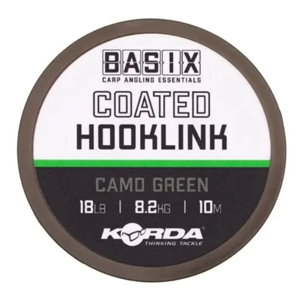 Korda Basix Coated Hooklink Camo Green 18lb 10m