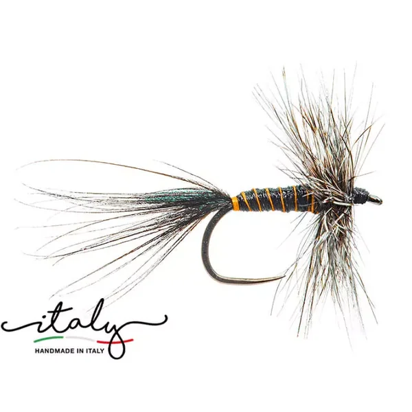 Large Orange Ribbed Black Ephemerida mosca seca