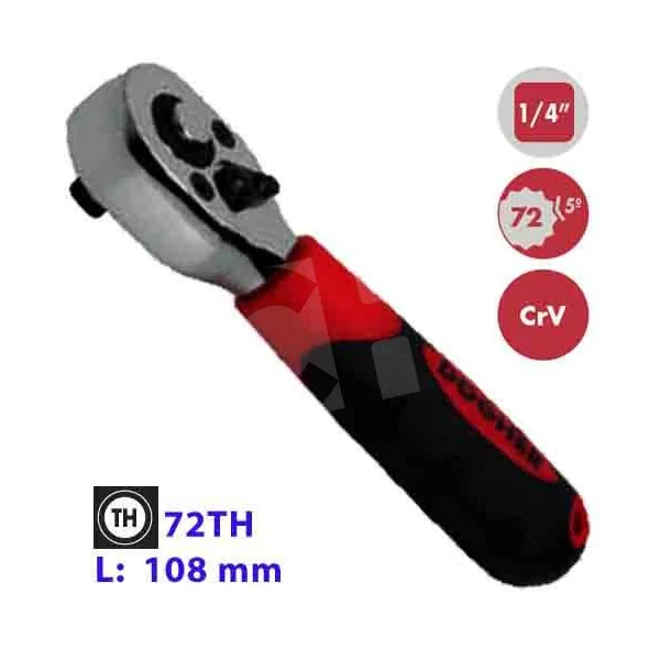 LLAVE CARRACA CORTA REVERSIBLE 1/4" 72TH