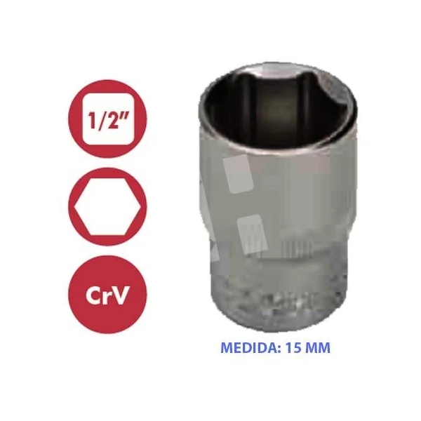LLAVE VASO 1/2" 6C. 15MM.