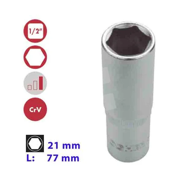 LLAVE VASO HEXAGONAL LARGA 1/2" 21MM