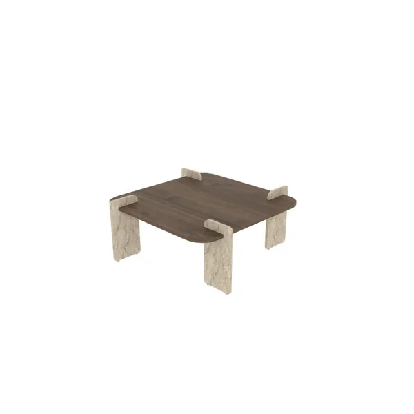 Mesa de centro de madeira "Afrolli" - 90 x 90 x 35 cm - Castanho