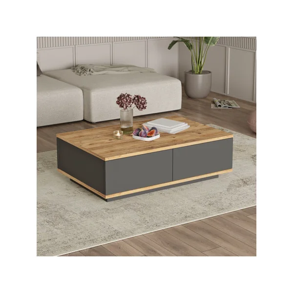 Mesa de centro em madeira "Frew" - 90 x 60 x 28 cm - Castanho - Imagen 2