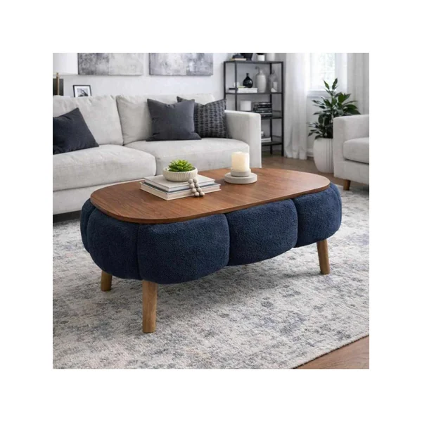 Mesa de centro em madeira "Papatya" - 98 x 68 x 45 cm - Cinzento antracite