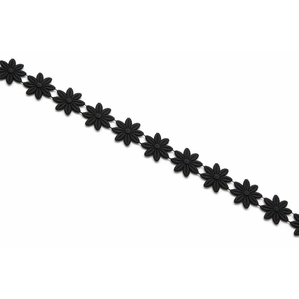 Pasamanería De Flores Guipur Negra 30mm