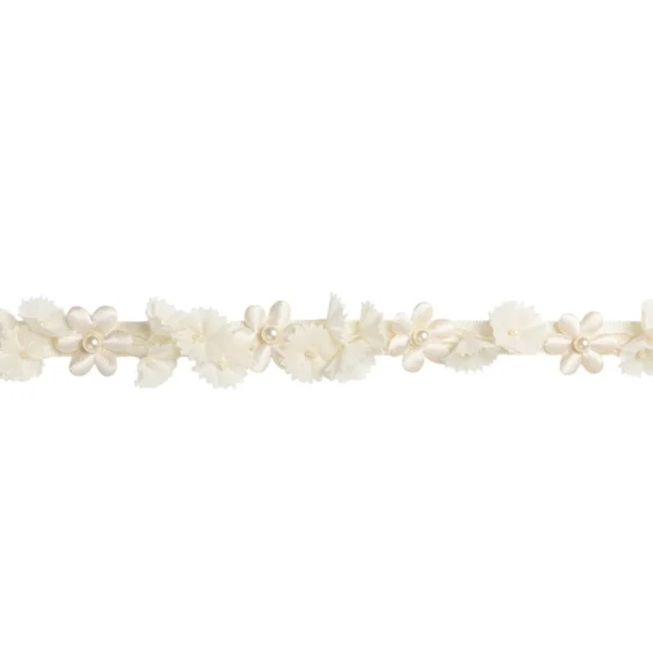 Pasamanería Flores Relieve Y Perlas Cose
